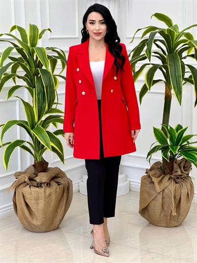 Kapak Detay Blazer Ceket 14519 T-24 Kırmızı