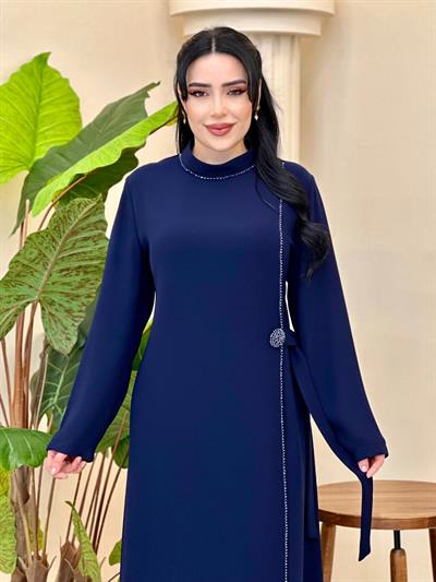Kapak Detay Suzanna Elbise 1142 T-26 Lacivert
