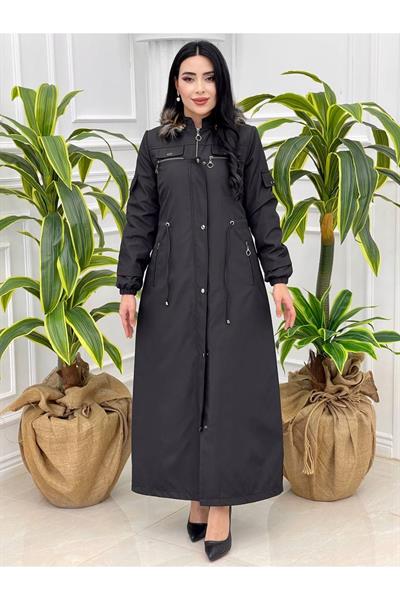 Kapak Detay Tam Boy Parka 4220 Siyah