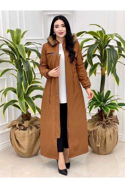Kapak Detay Tam Boy Parka 4220 Taba
