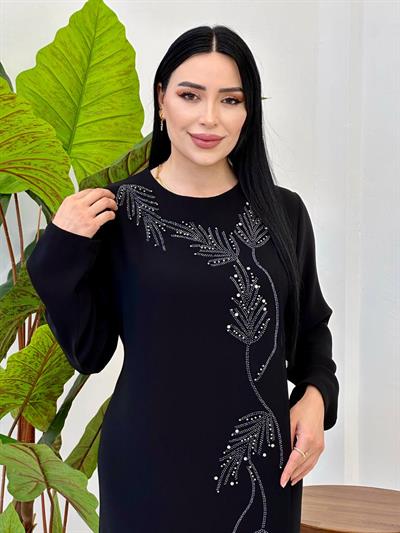 Kapak Görünümlü Anne Elbise 1024 Siyah