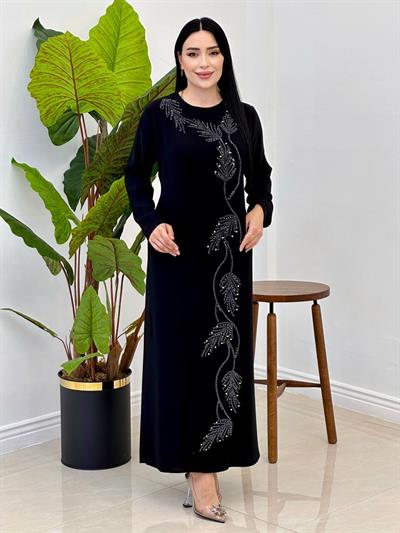Kapak Görünümlü Anne Elbise 1024 Siyah