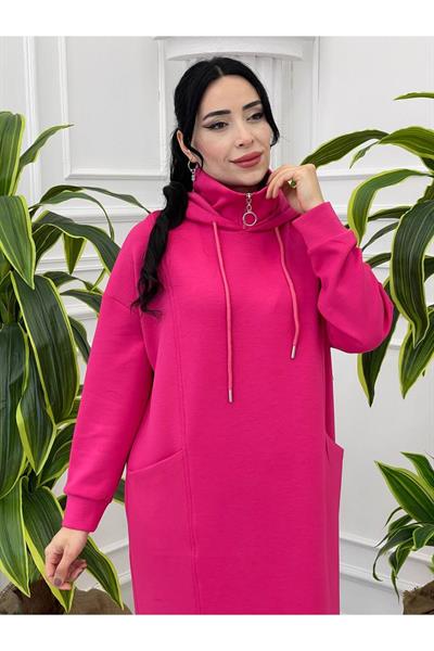 Kapişonlu Spor Elbise 4015 Fuşya