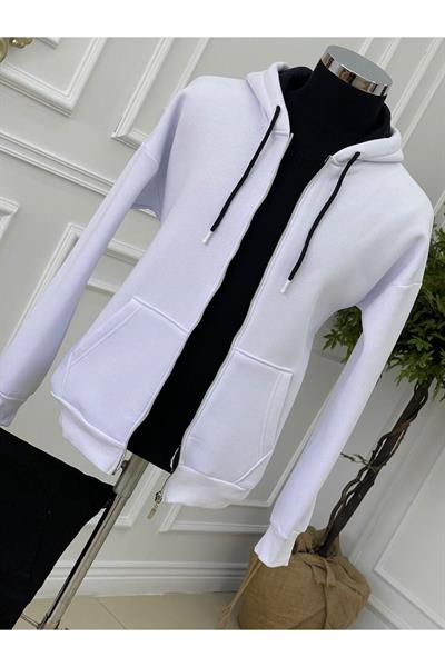Kapişonlu Sweatshirt Beyaz