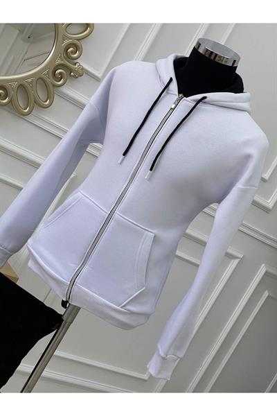Kapişonlu Sweatshirt Beyaz