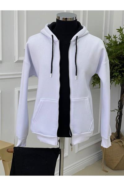 Kapişonlu Sweatshirt Beyaz