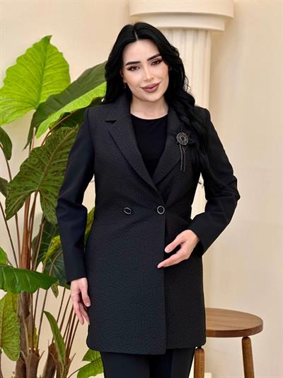 Kapitone Detay Üçlü Takım 5018 T-26 Siyah