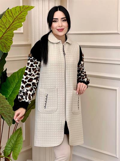 Kapitone Torba Cep Yelek 953 t-24 Bej