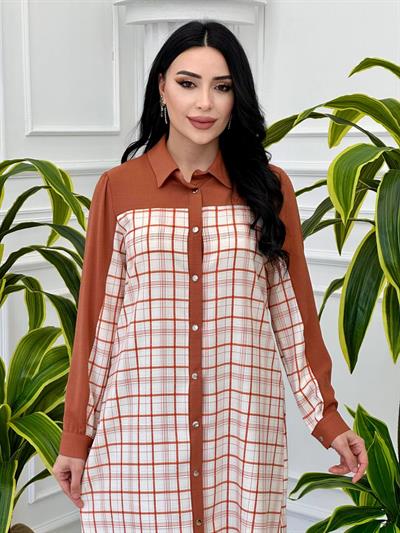 Kare Desen Tunik 2251 T-24 Kiremit