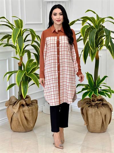 Kare Desen Tunik 2251 T-24 Kiremit