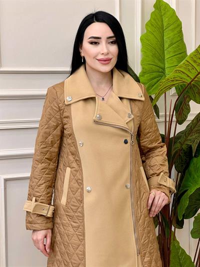 Kaşe Detay Kapitone Fermuarlı Kaban 532 t-24 Taba