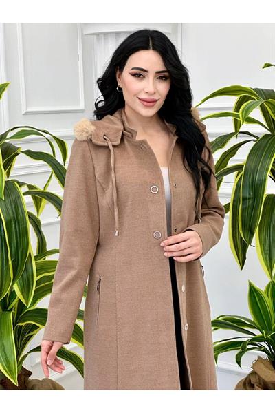 Kaşe Kapişonlu Kaban 8182 Kahverengi