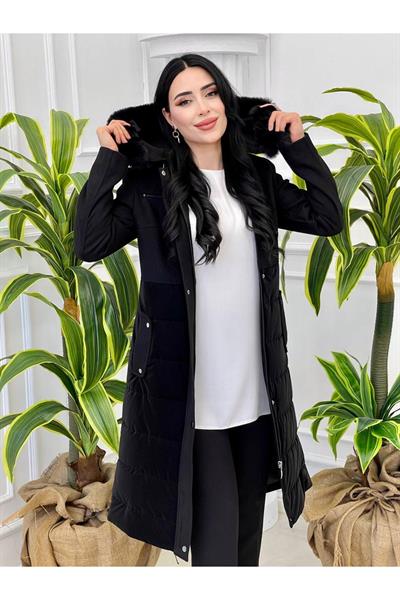 Kaşe Şişme Kaban 8173 Siyah