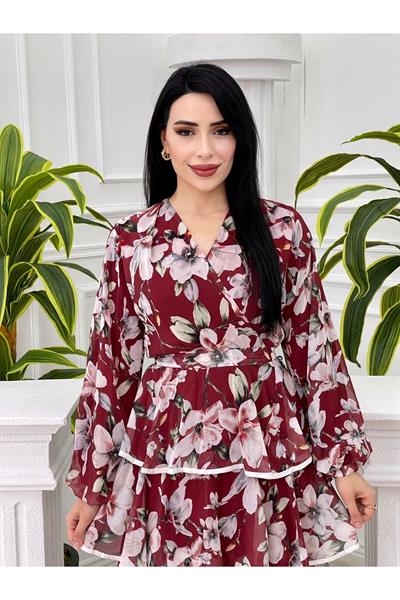 Kat Kat Biyeli Elbise 3344 Bordo