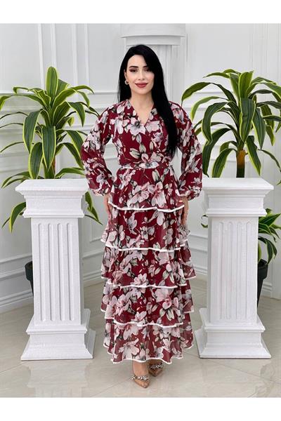 Kat Kat Biyeli Elbise 3344 Bordo