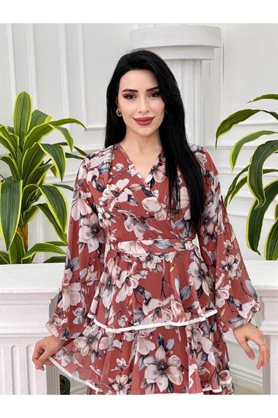 Kat Kat Biyeli Elbise 3344 Taba