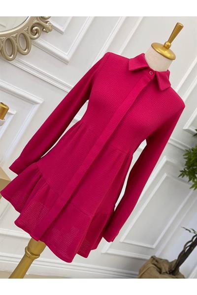 Katlı Salaş Tunik 2074 Fuşya