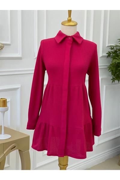 Katlı Salaş Tunik 2074 Fuşya