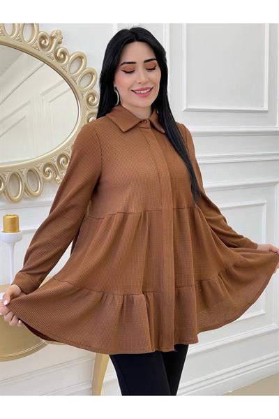 Katlı Salaş Tunik 2074 Kahverengi
