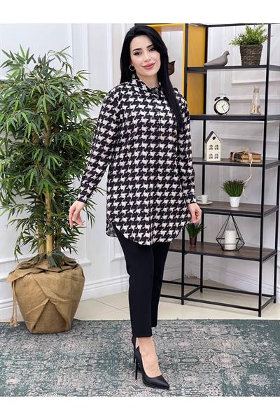 Kaz Ayağı Desen Tunik 2520 Siyah