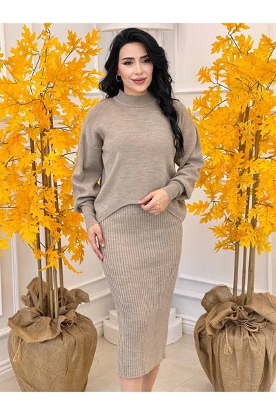 Kazaklı Triko Kalem Elbise 2241 Taş