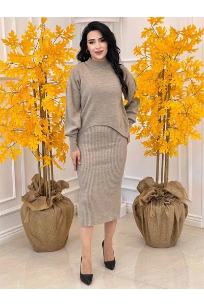 Kazaklı Triko Kalem Elbise 2241 Taş