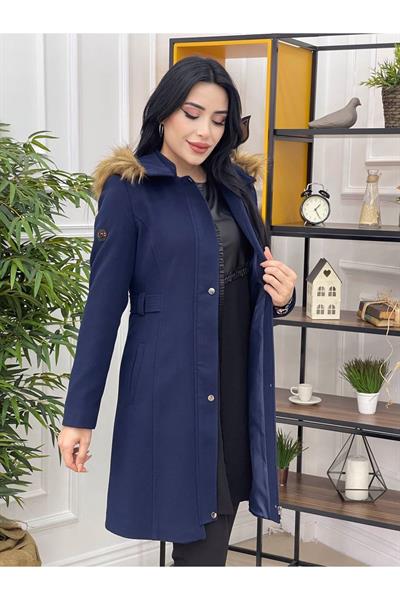 Kemer Görünümlü Kaşe Kaban 8132 Saks