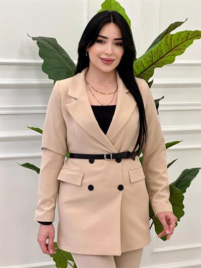 Kemerli Blazer Ceket 140060 c-25 Bej