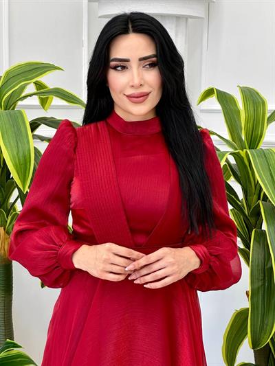 Kemerli Jan Jan Elbise 4570 t-24 Kırmızı