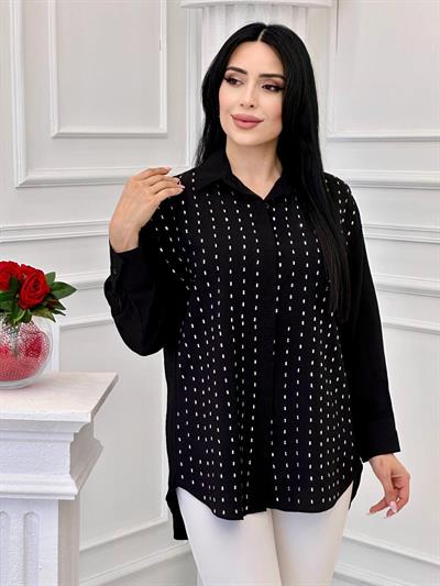 Kesik Taş Şerit Tunik 4665 T-24 Siyah
