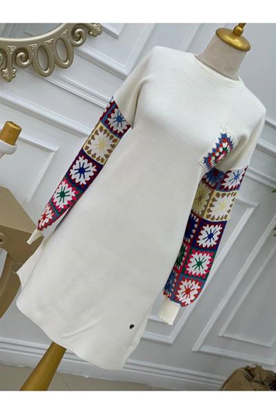 Kilim Desen Renkli Tunik 4372 Ekru