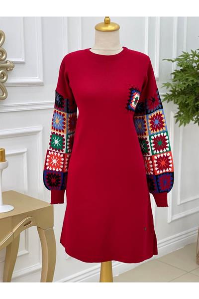 Kilim Desen Renkli Tunik 4372 Kırmızı
