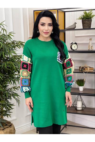 Kilim Desen Renkli Tunik 4372 Yeşil