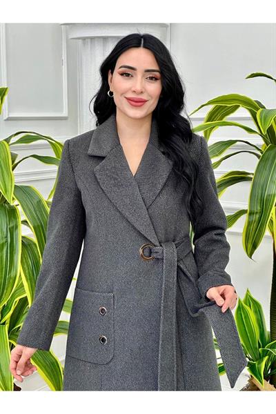 Kırçıllı Kuş Gözü Kaşe Kaban 7333 Füme