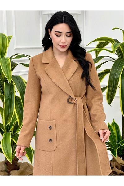 Kırçıllı Kuş Gözü Kaşe Kaban 7333 Taba