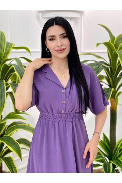 Kısa Kol Ayrobin Elbise 5173 Leylak