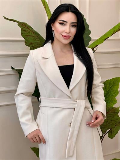 Klasik Ara Boy Kaşe  Kaban 5144 t-24 Ekru
