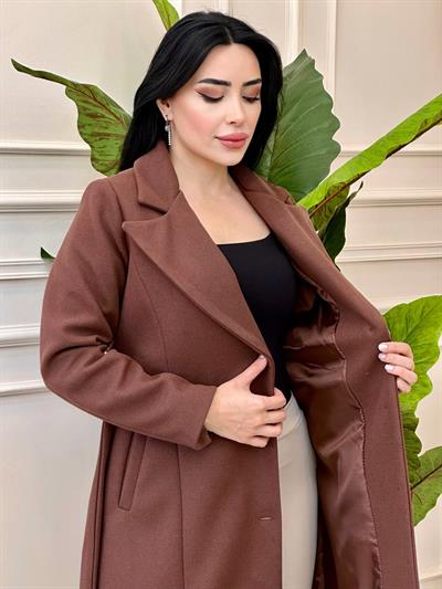 Klasik Ara Boy Kaşe  Kaban 5144 t-24 Kahverengi