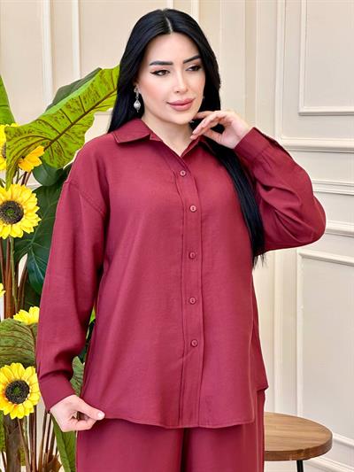 Klasik Düğmeli Modal Takım 4262 T-25 Bordo