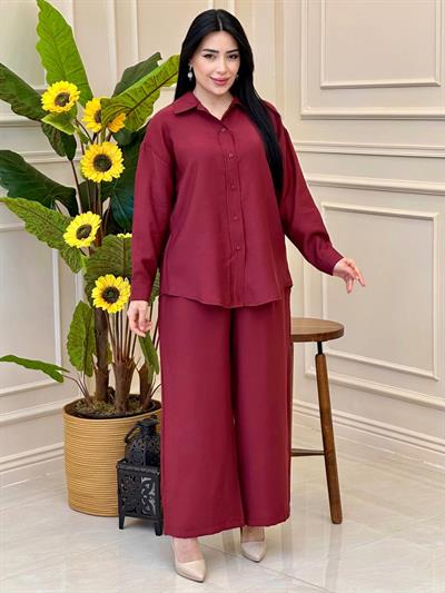 Klasik Düğmeli Modal Takım 4262 T-25 Bordo