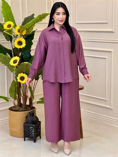 Klasik Düğmeli Modal Takım 4262 T-25 Mürdüm