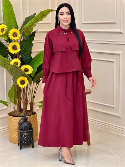 Kloş Etekli Takım 2980 T025 Bordo