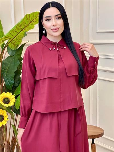 Kloş Etekli Takım 2980 T025 Bordo