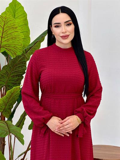 Kol Bağçık Bağlama Elbise 9525 Bordo