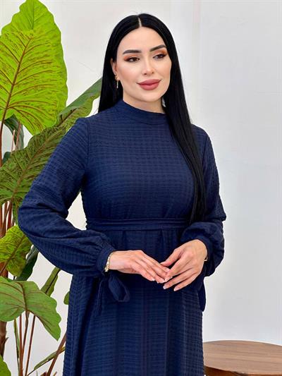 Kol Bağçık Bağlama Elbise 9525 Lacivert