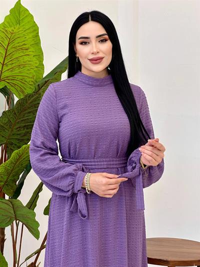 Kol Bağçık Bağlama Elbise 9525 Lila
