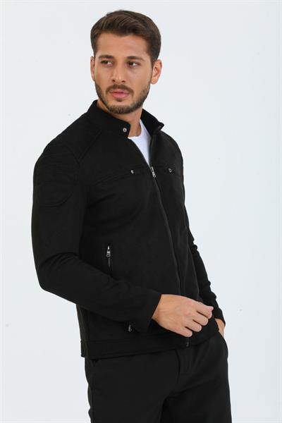 Kol Detay Süet Mont 07 T-24 Siyah