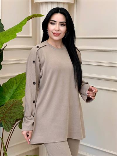 Kol Düğme Triko Takım 7191 t-24 Vizon