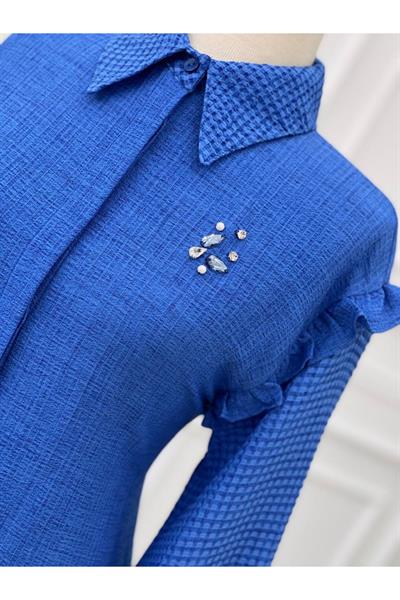 Kol Fır Fır Gofre Tunik 22005 Mavi