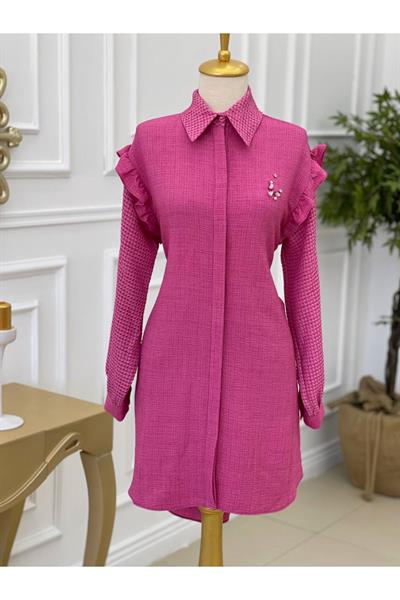 Kol Fır Fır Gofre Tunik 22005 pembe